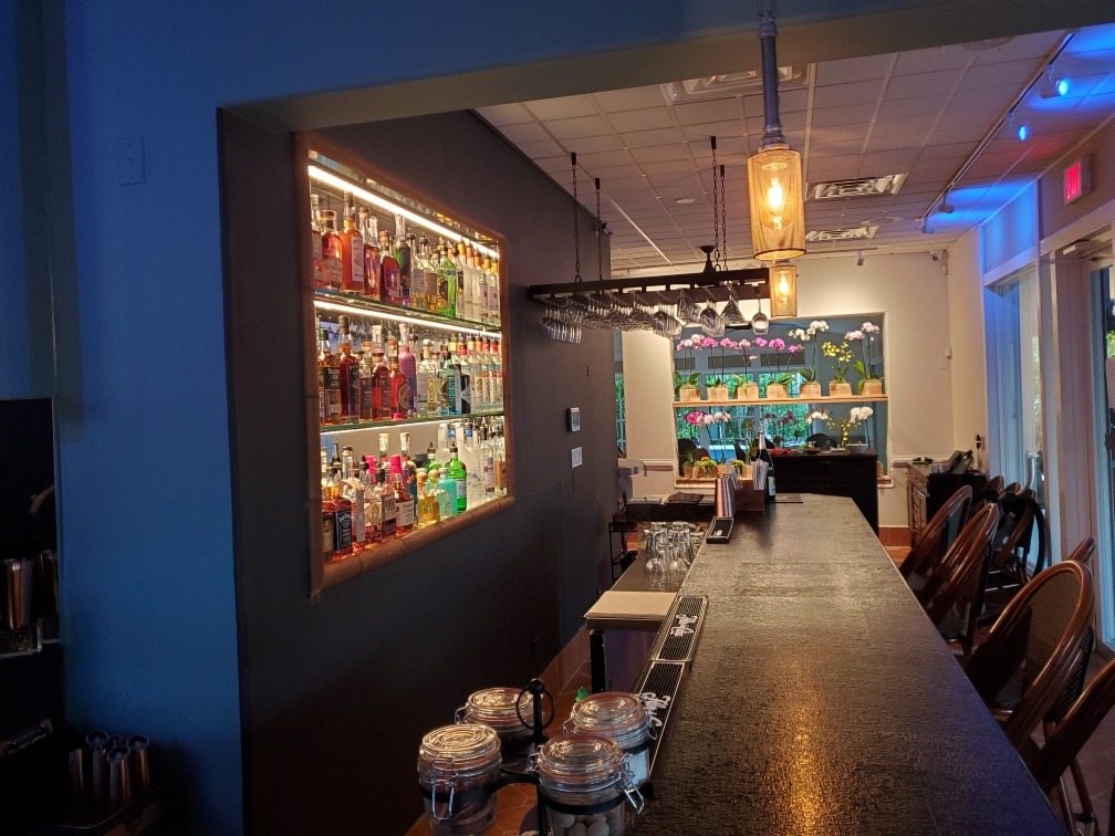 beer and wine counter long table and four chair